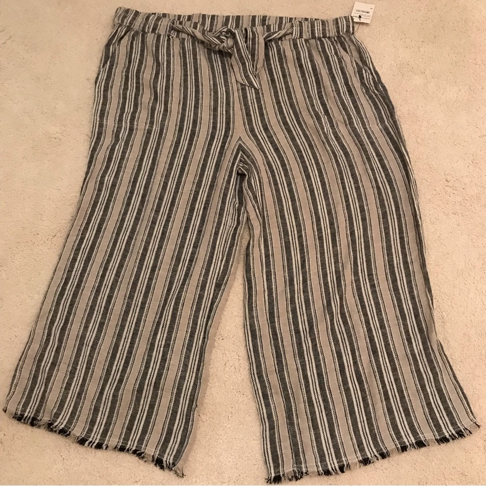 Caslon Linen Rayon Wide Leg Pants, Size 1X Fringe Bottom Women’s